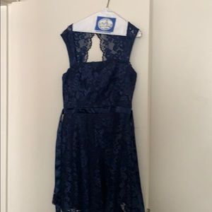 Navy lace cocktail dress